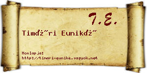 Timári Euniké névjegykártya